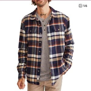 Marine Layer Blue and Cream Plaid Shirt